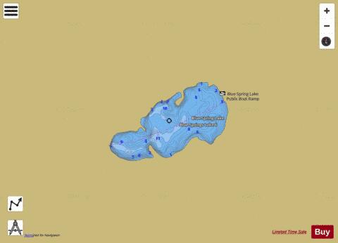 Blue Spring Lake depth contour Map - i-Boating App