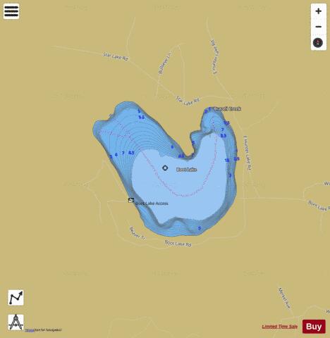 Boot Lake A depth contour Map - i-Boating App