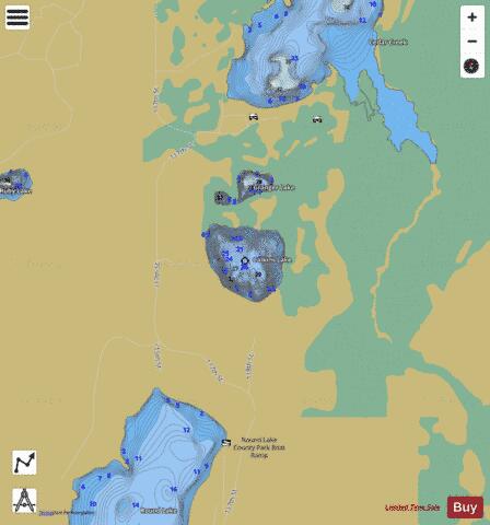 Calkins Lake depth contour Map - i-Boating App