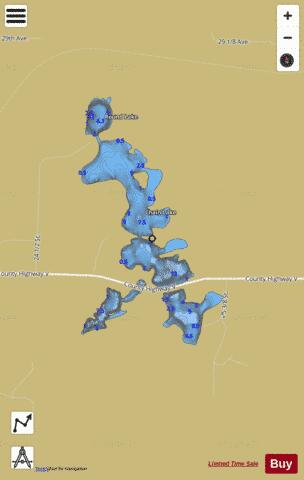 Chain Lake B depth contour Map - i-Boating App