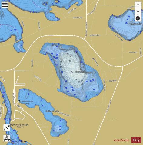 Clear Lake D depth contour Map - i-Boating App