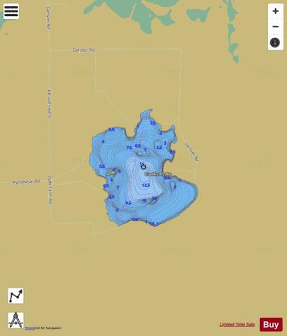 Crooked Lake E depth contour Map - i-Boating App