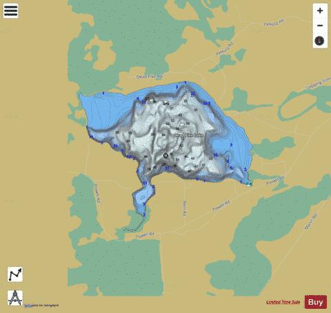Dead Pike Lake depth contour Map - i-Boating App