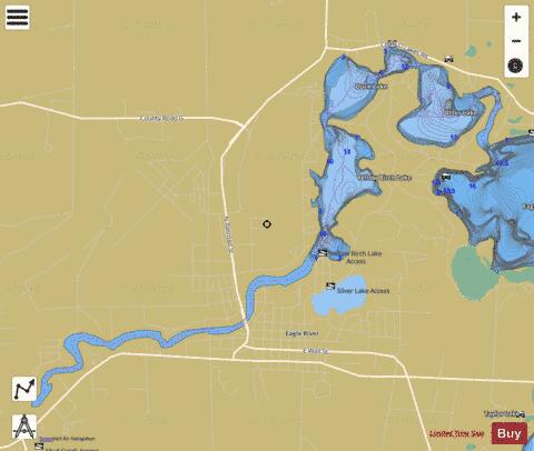 Duck Lake  + Otter Lake + Yellow Birch Lake depth contour Map - i-Boating App