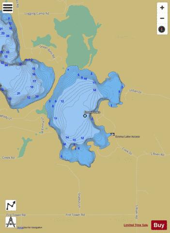 Emma Lake depth contour Map - i-Boating App