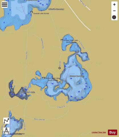 Greater Bass Lake depth contour Map - i-Boating App