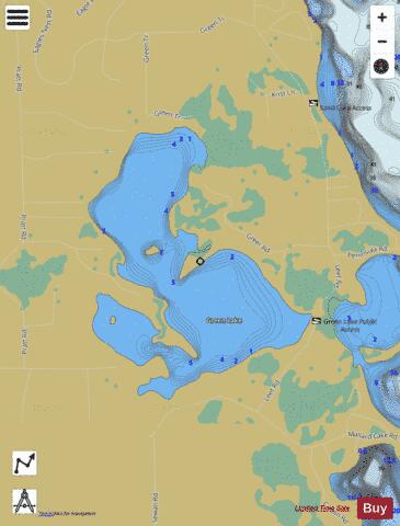 Green depth contour Map - i-Boating App
