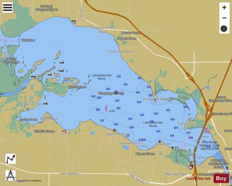 Lake Butte des Morts depth contour Map - i-Boating App