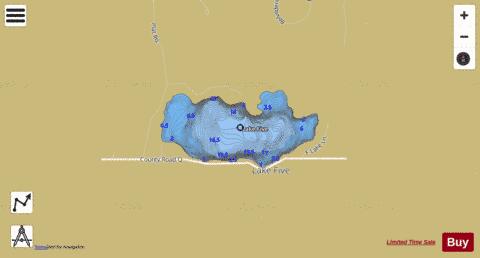 Lake Five depth contour Map - i-Boating App