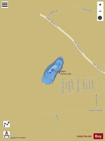 Lake Ivanhoe depth contour Map - i-Boating App