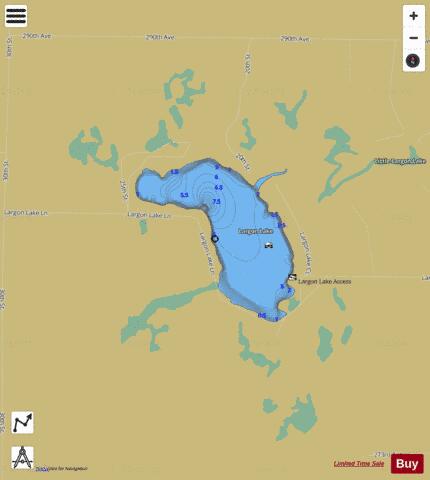 Largon Lake depth contour Map - i-Boating App