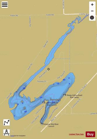 Lazy Lake  Fall R Millpond depth contour Map - i-Boating App