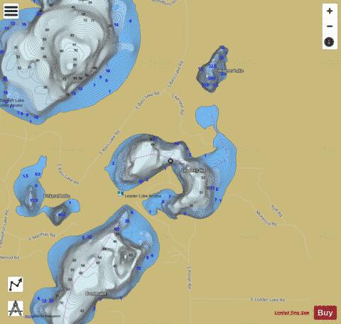 Leader Lake depth contour Map - i-Boating App