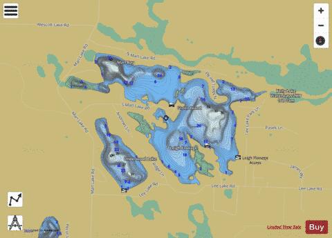 Leigh Flowage depth contour Map - i-Boating App