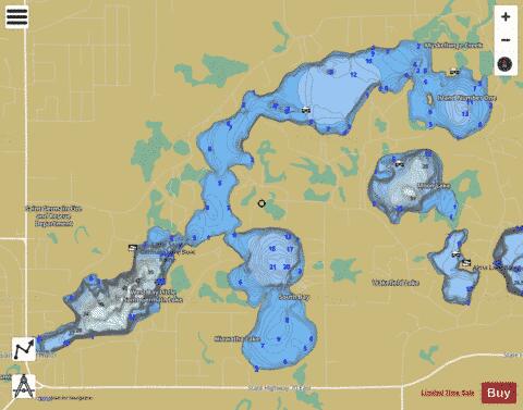 Little Saint Germain Lake depth contour Map - i-Boating App