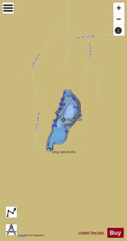 Long Lake H depth contour Map - i-Boating App