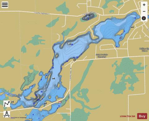 Long Lake M depth contour Map - i-Boating App