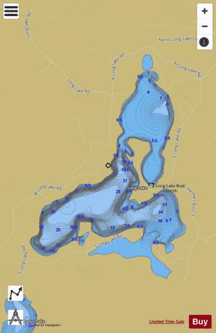 Long Lake O depth contour Map - i-Boating App