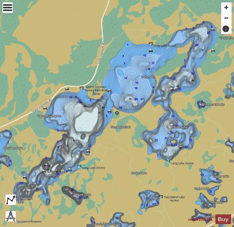 Long Lake P depth contour Map - i-Boating App
