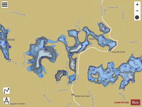 Long Lake U depth contour Map - i-Boating App