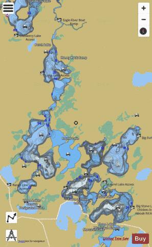 Townline Lake + Big Stone Lake + Planting Ground Lake + Big Fork Lake + Long Lak depth contour Map - i-Boating App