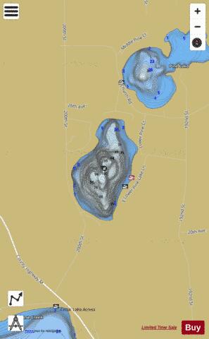 Lower Pine Lake depth contour Map - i-Boating App