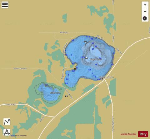 Magnor Lake depth contour Map - i-Boating App
