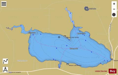 Mason Lake depth contour Map - i-Boating App