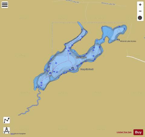 Mineral Lake depth contour Map - i-Boating App