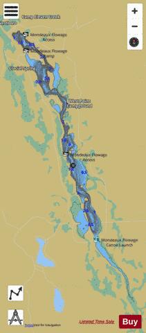Mondeaux Flowage depth contour Map - i-Boating App