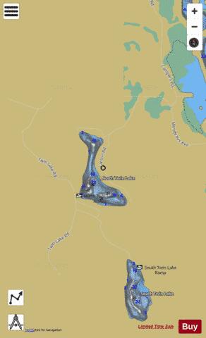 North Twin Lake depth contour Map - i-Boating App
