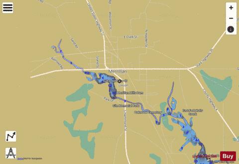 Oakwood Lake depth contour Map - i-Boating App