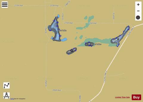Oliver Lakes depth contour Map - i-Boating App
