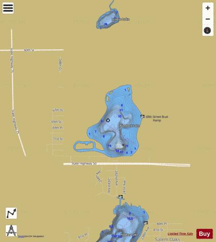 Paddock Lake depth contour Map - i-Boating App