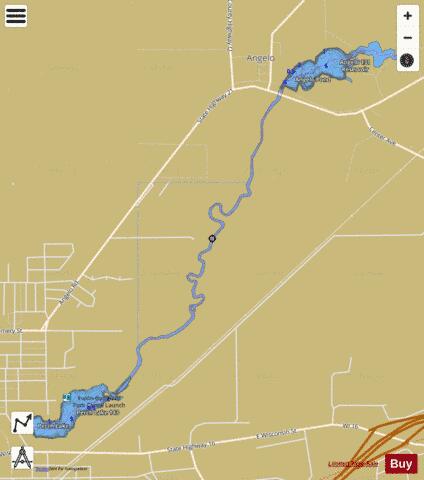 Angelo Pond + Perch Lake depth contour Map - i-Boating App