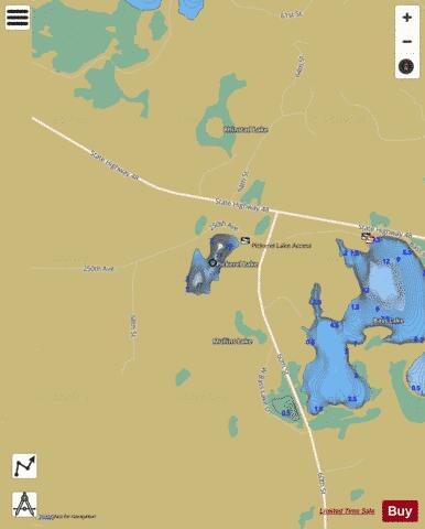 Pickerel Lake B depth contour Map - i-Boating App