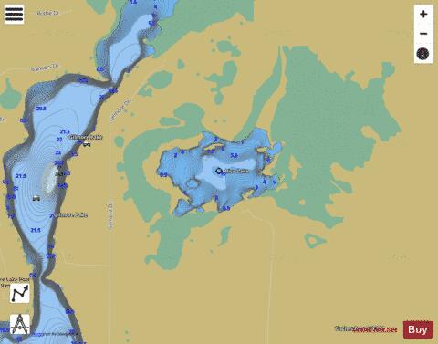 Rice Lake D depth contour Map - i-Boating App