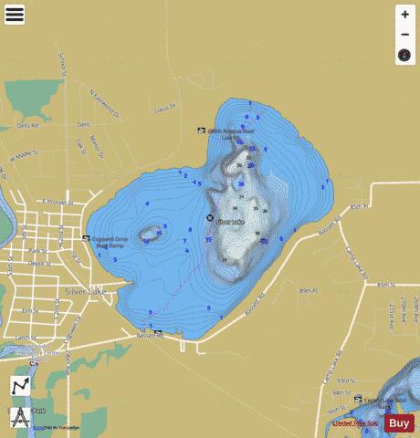 Silver Lake, Kenosha depth contour Map - i-Boating App