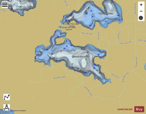 South Two Lakes depth contour Map - i-Boating App
