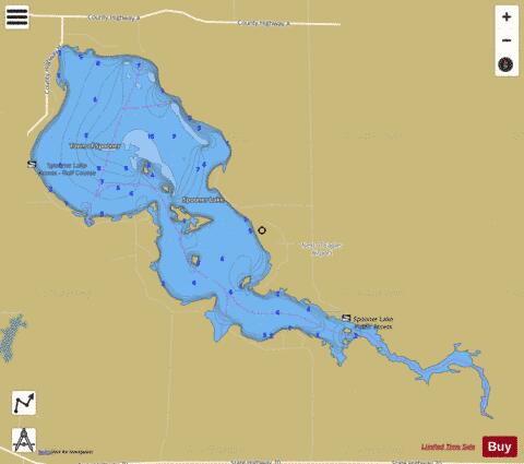 Spooner Lake depth contour Map - i-Boating App