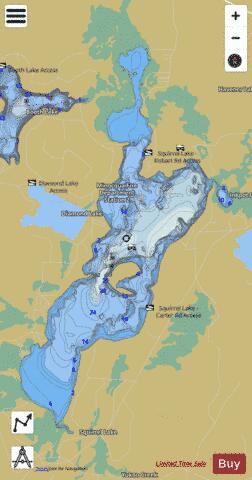 Squirrel Lake depth contour Map - i-Boating App