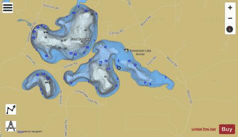 Tomahawk Lake A depth contour Map - i-Boating App