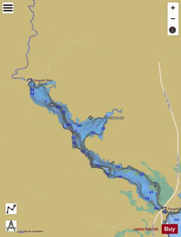 Totagatic Flowage depth contour Map - i-Boating App