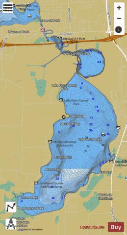 Upper Mud Lake depth contour Map - i-Boating App