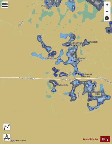 Weeks Lakes depth contour Map - i-Boating App