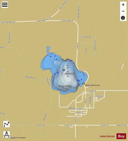White Lake B depth contour Map - i-Boating App