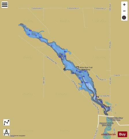 Lower White River Pond depth contour Map - i-Boating App