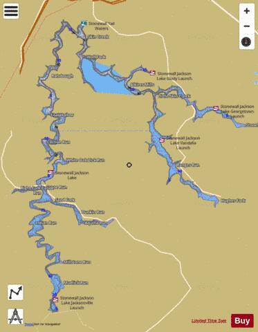 Stonewall Jackson Lake depth contour Map - i-Boating App