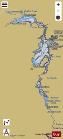 Pathfinder Reservoir depth contour Map - i-Boating App