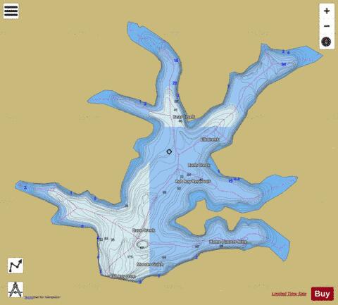 Rob Roy Reservoir depth contour Map - i-Boating App